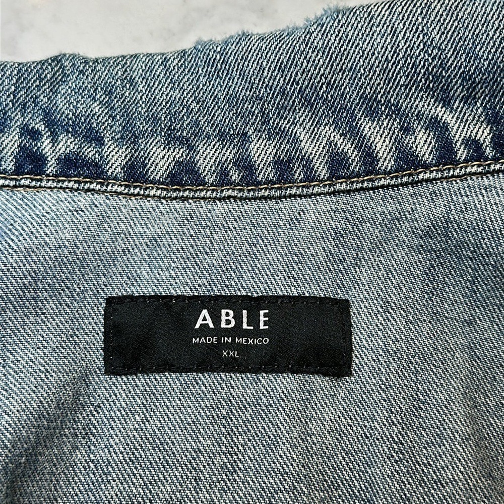 Able The Merly Denim Jacket Distressed Blue Relaxed Fit XXL Womens - Picture 3 of 7